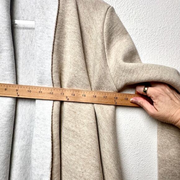Zara Knit Two-Tone Waterfall Cardigan Sweater Tan/Cream Women M - Picture 9 of 11